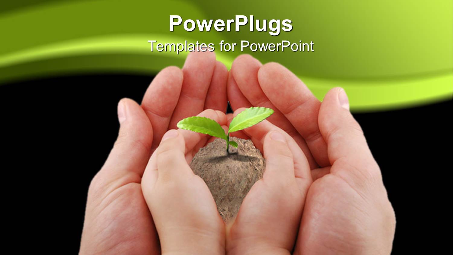 Fresh Plant in Earth from Baby's Hand on Man's Hand