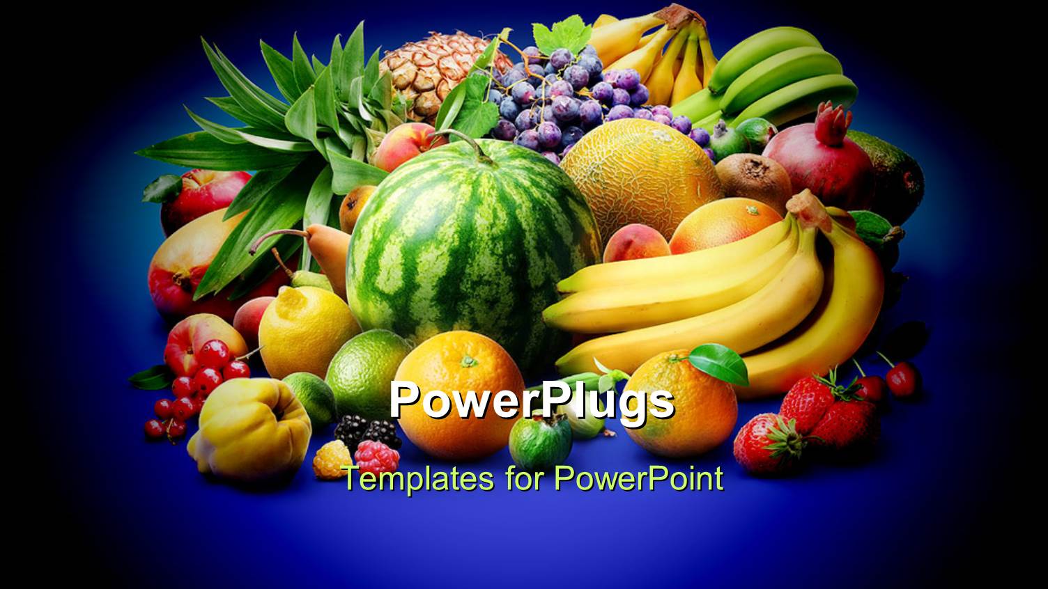 a Lot of Fruits with a Bluish Background