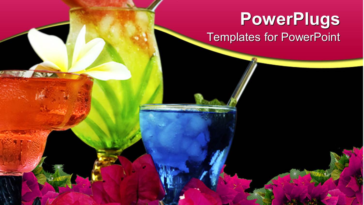 Fruit Drinks with the Pink Flowers Decoration