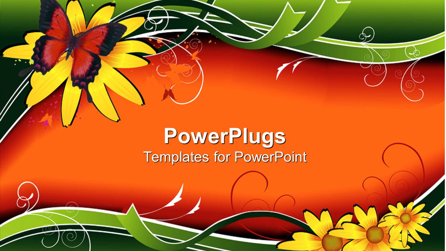 Funky Colored Theme with a Butterfly Sitting on Yellow Flower