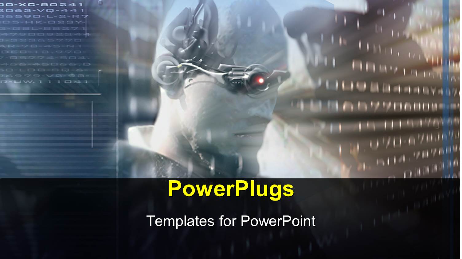 Future Science Technology, Virtual Reality , an Android Read the Coded Information on the Hologram Screen, Robots