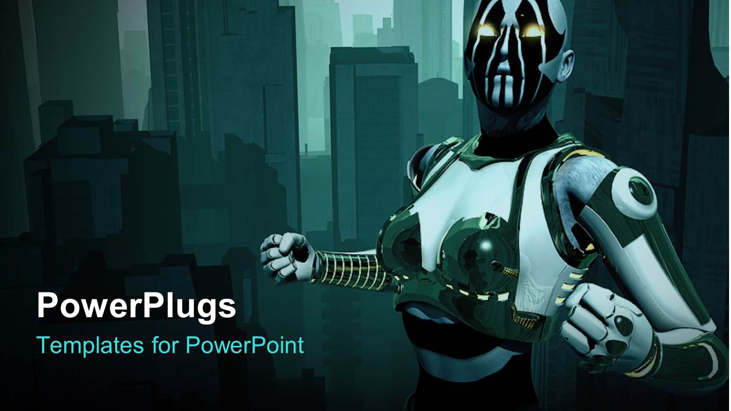 Futuristic Cyborg, with Tech City