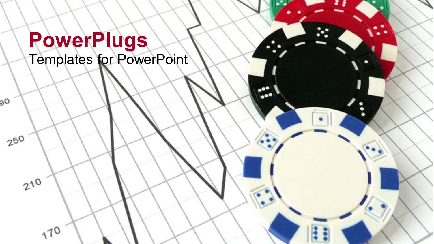 Gambling Chips Over Stock Market Chart on White Background