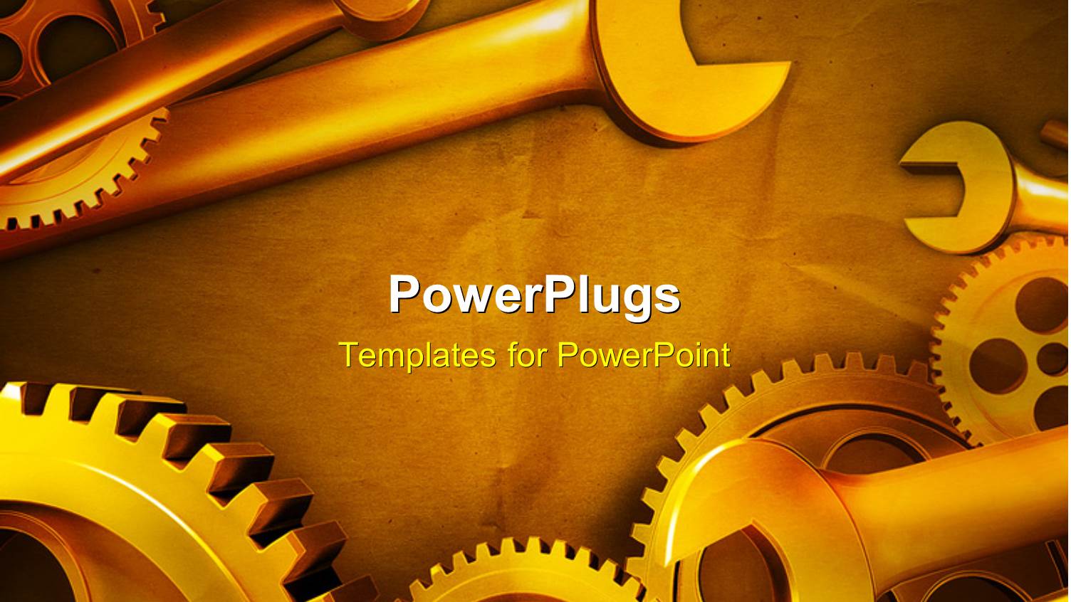 Gears and Wrenches Over Yellow Background