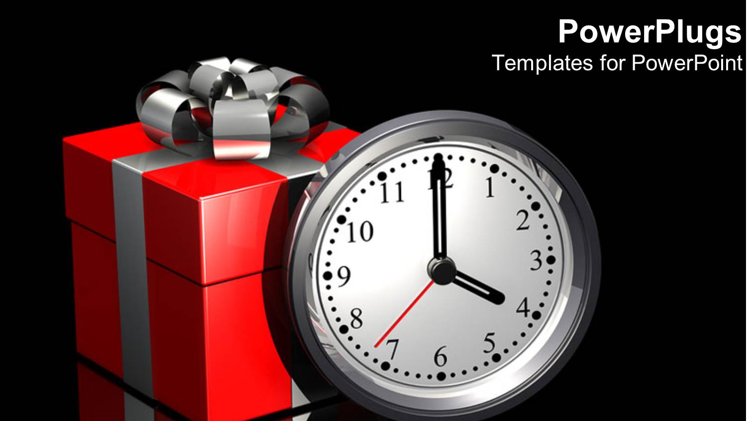 Gift of Time Metaphor with Red and Silver Present and Clock