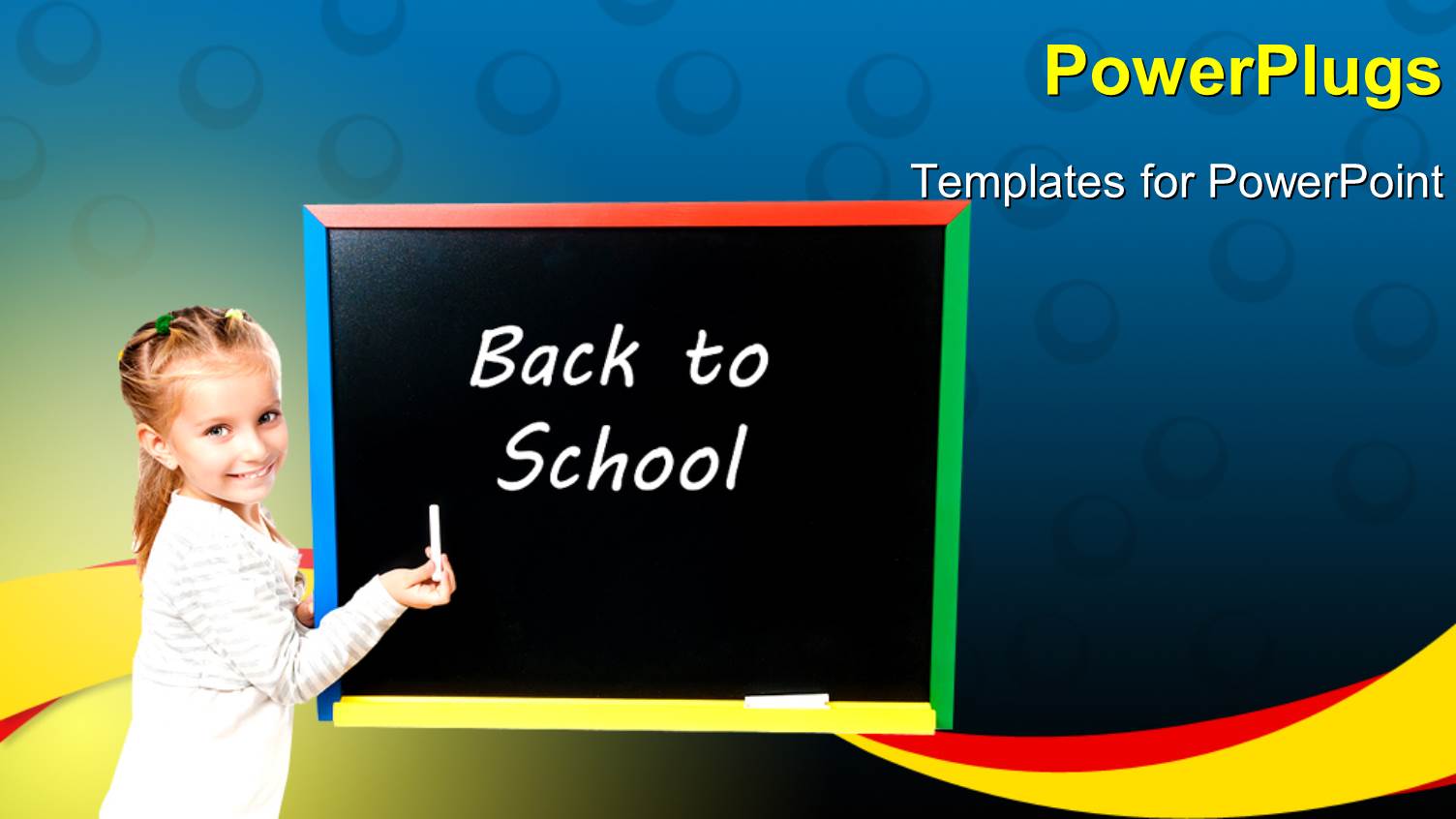 a Young Smiling Girl Writing on a Chalk Board