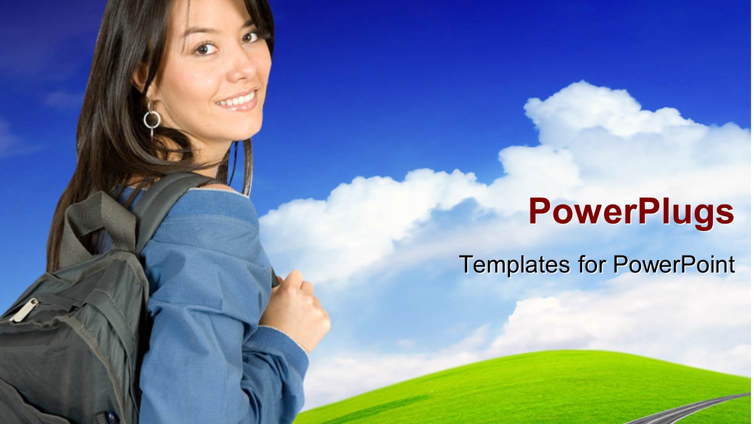 a Girl Going to School with Cloud Sin the Background