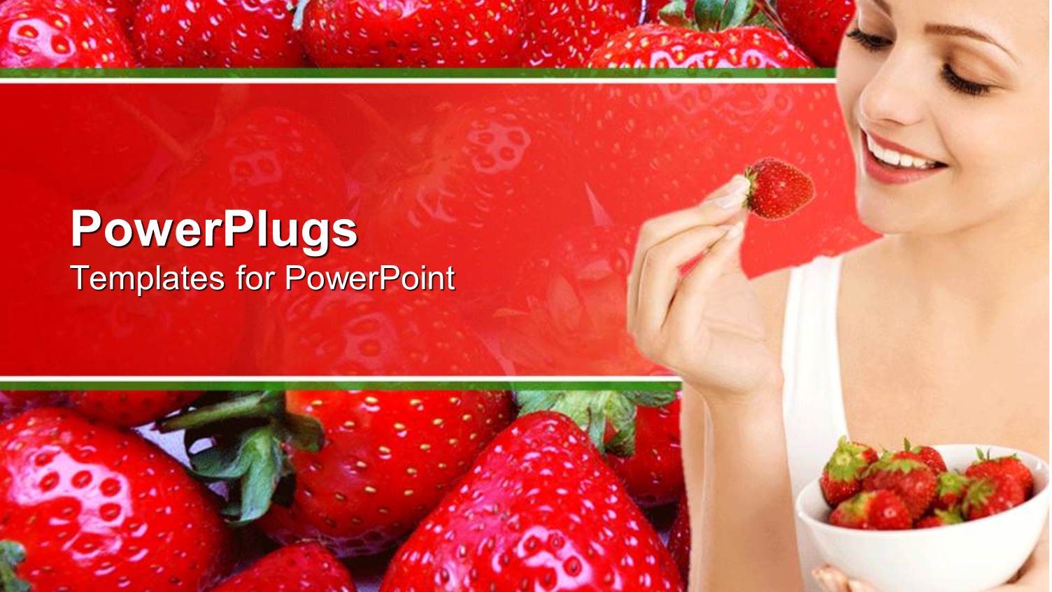 a Girl Holding the Strawberry with Strawberries in the Background