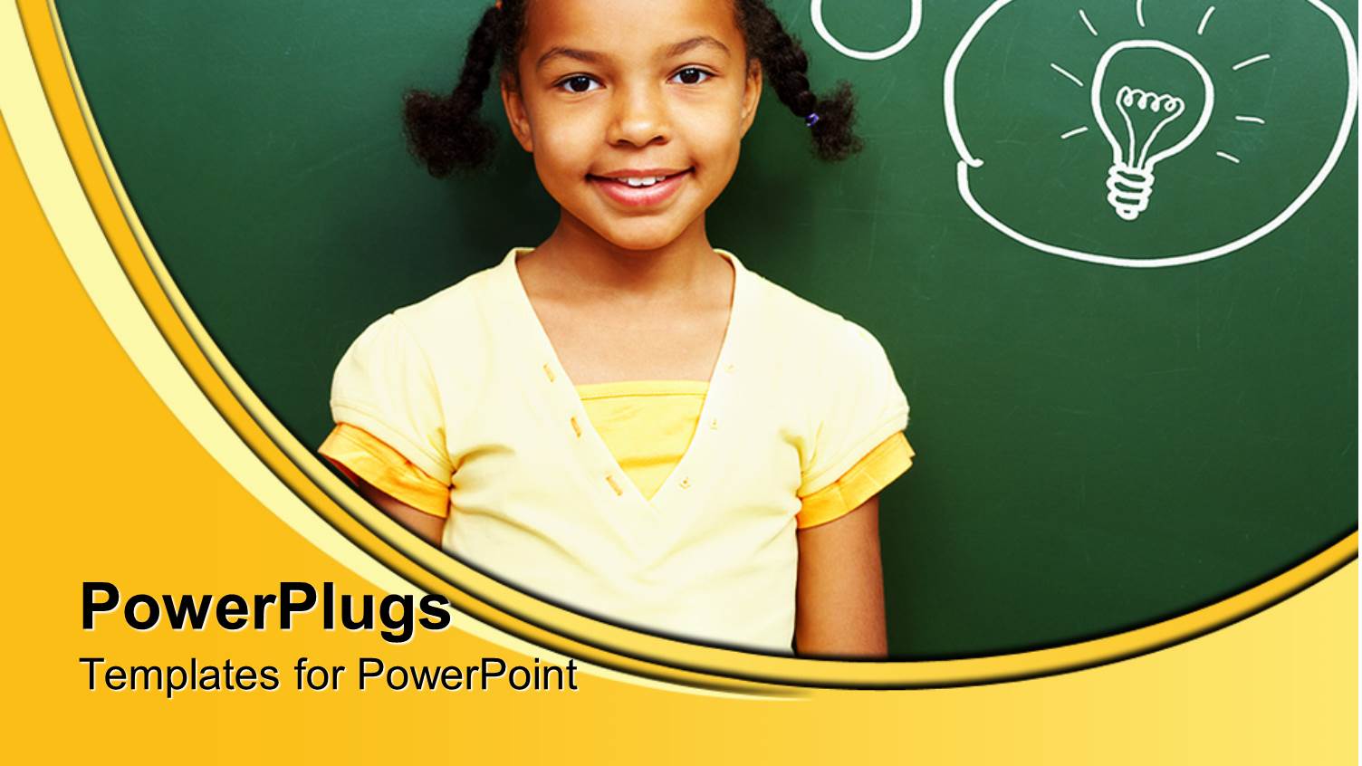 a Girl with an Idea Along with Green Background