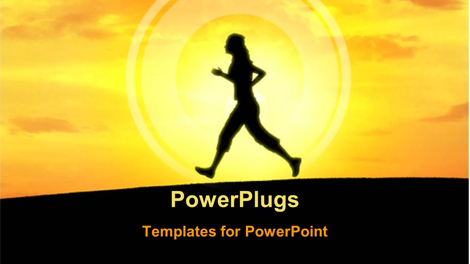 Girl Jogging with Yellow Cloudy Sky and Black Background