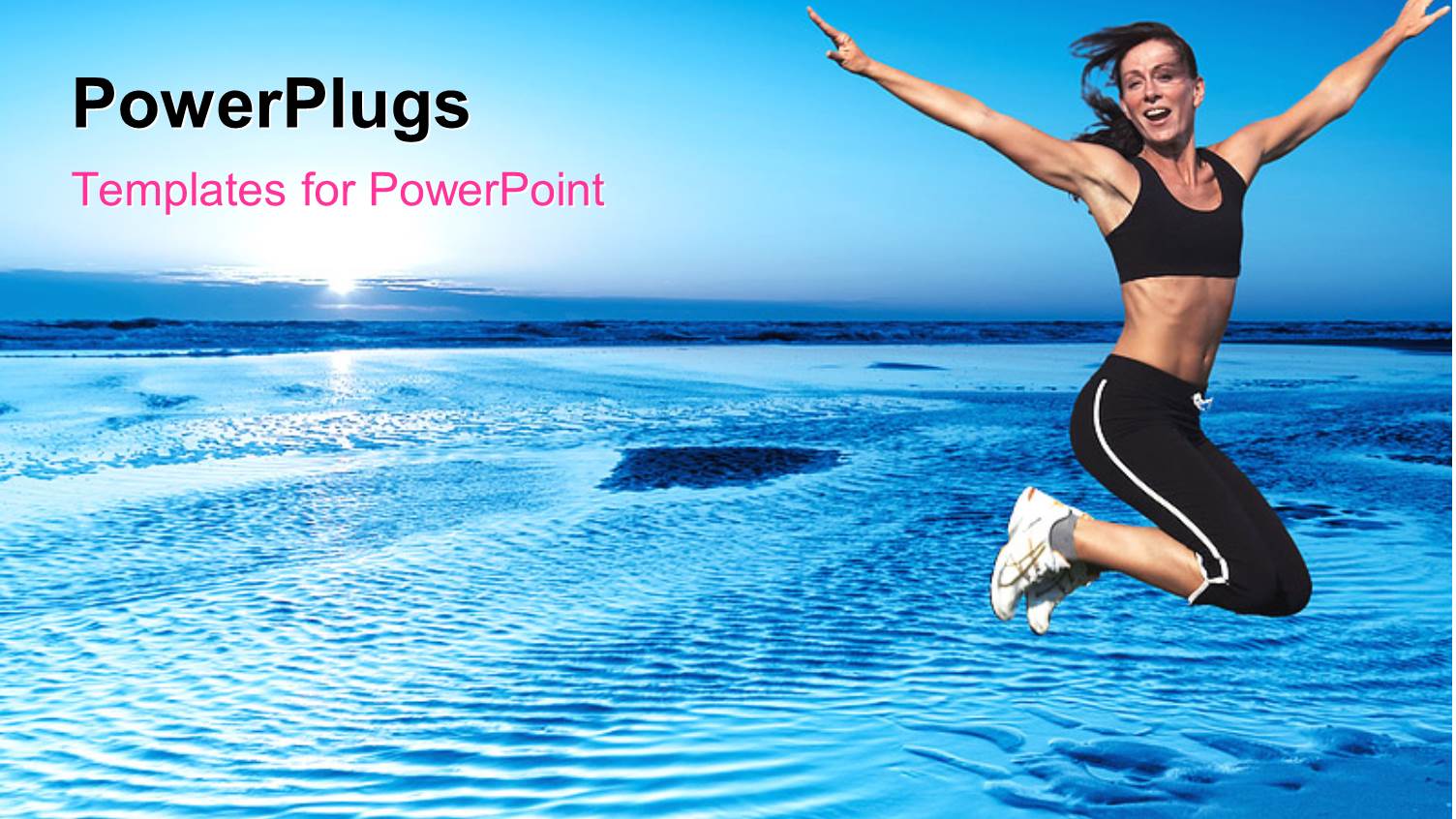 a Girl Jumping on the Water with Sky in the Background