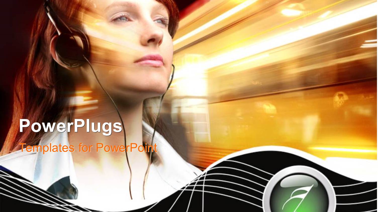 a Girl Listening to Music and Fast Traffic in Background