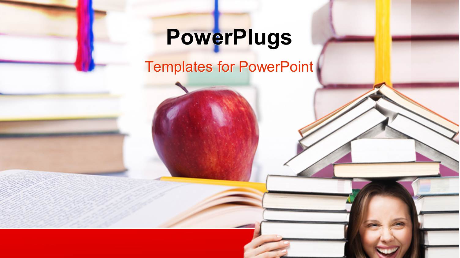 a Girl with a Number of Books in the Background