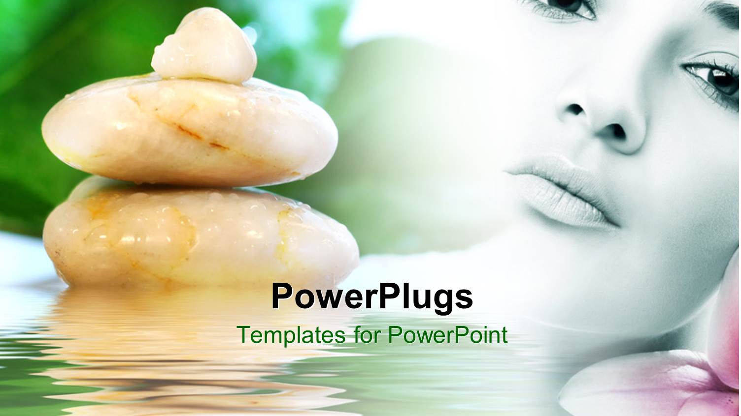 a Girl with a Number of Zen Stones and Water