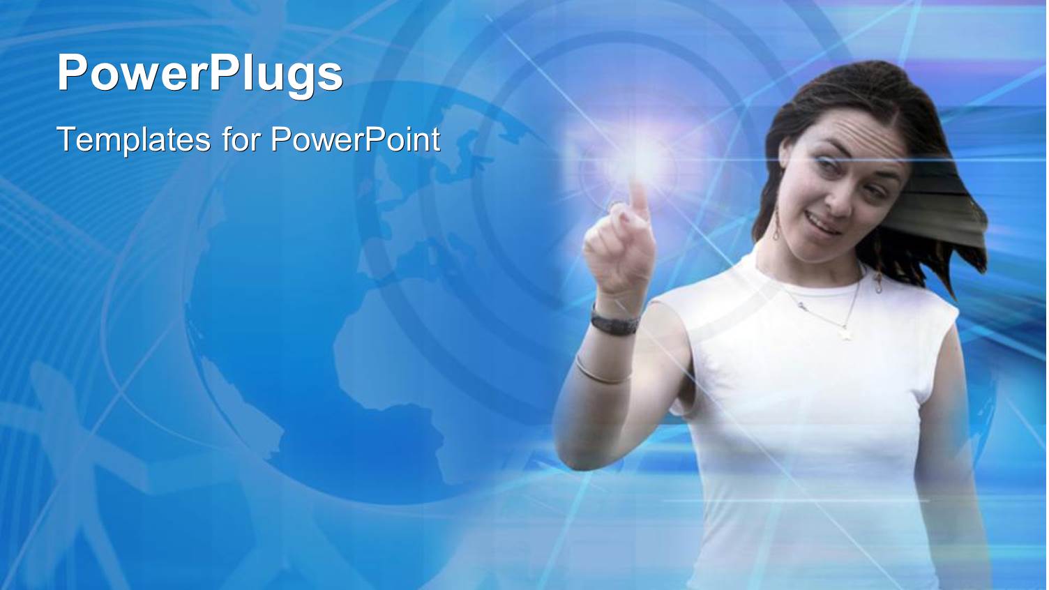 a Girl Poking a Point with Bluish Background