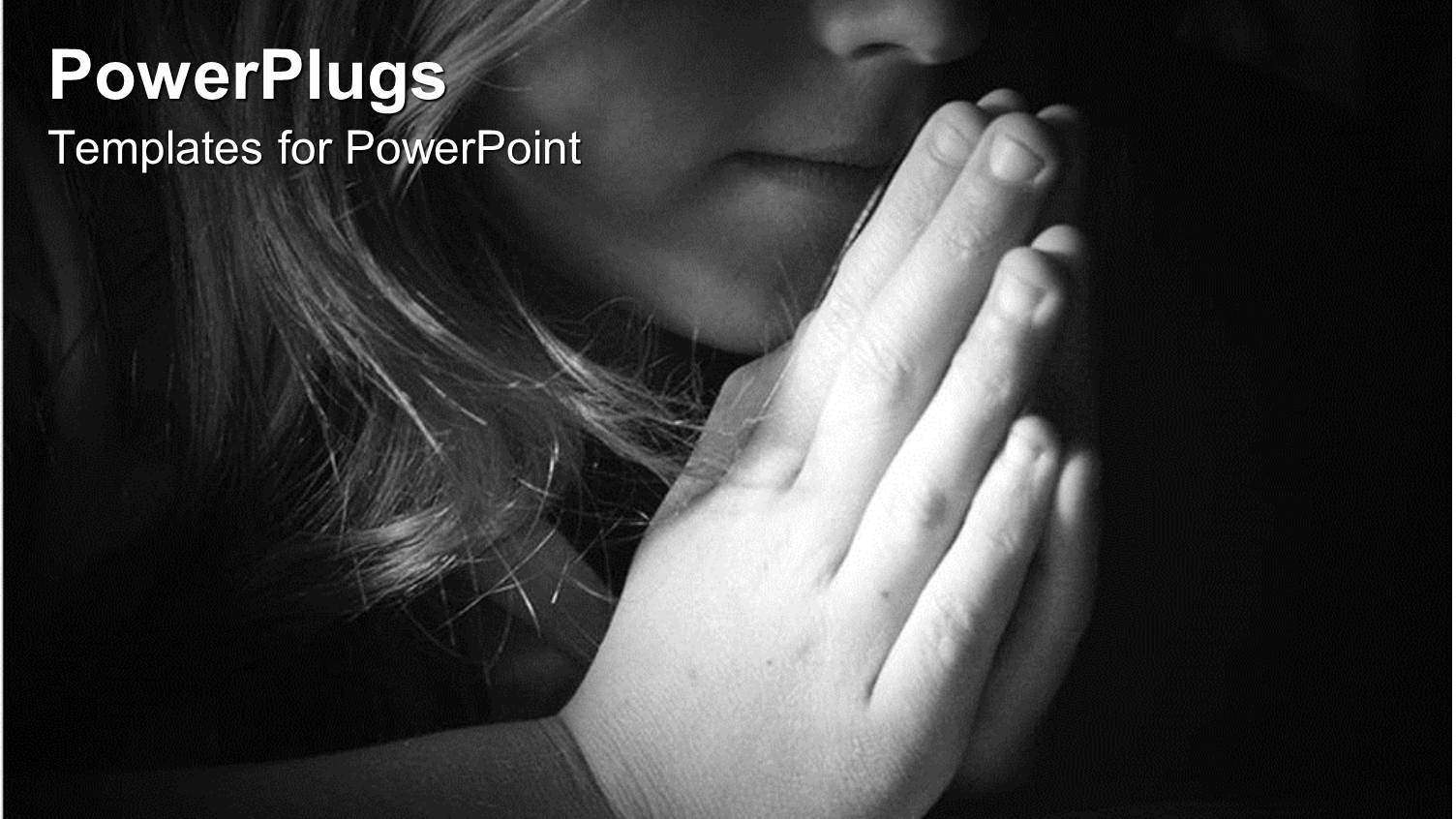 Girl Praying with a Bible on a Black and White Background
