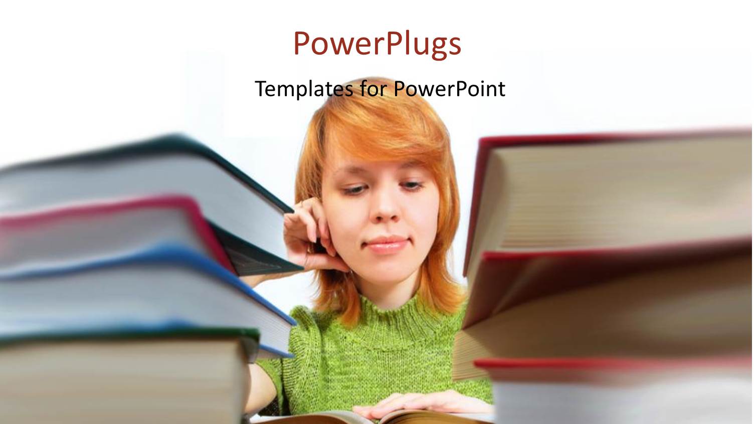 a Girl Reading a Book with a White Background