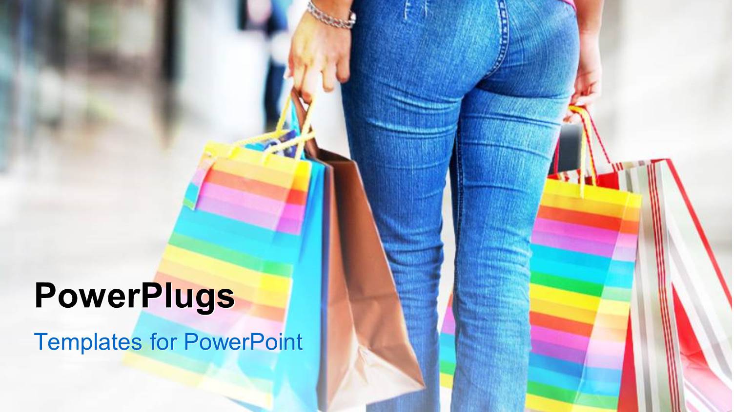 a Girl after Shopping with Colorful Handbags