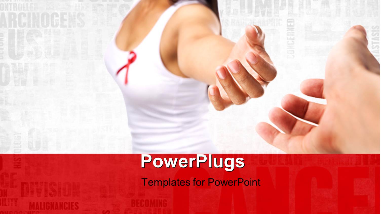 a Girl Trying to Hold a Hand with Words in the Background