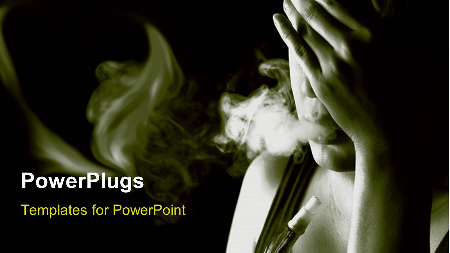 a Girl Worried and Smoking with Dark Background