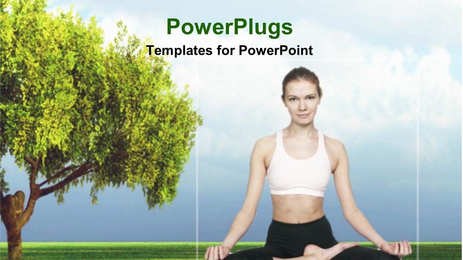 a Girl in a Yoga Position with Clear Sky