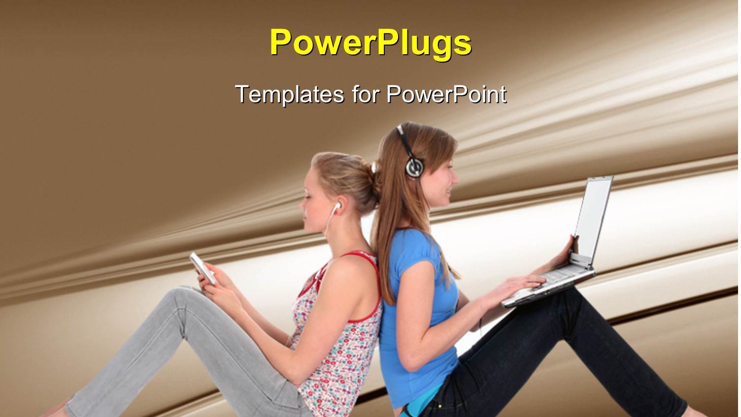 Girls Using Laptop and Listening to Music with Brown Shades