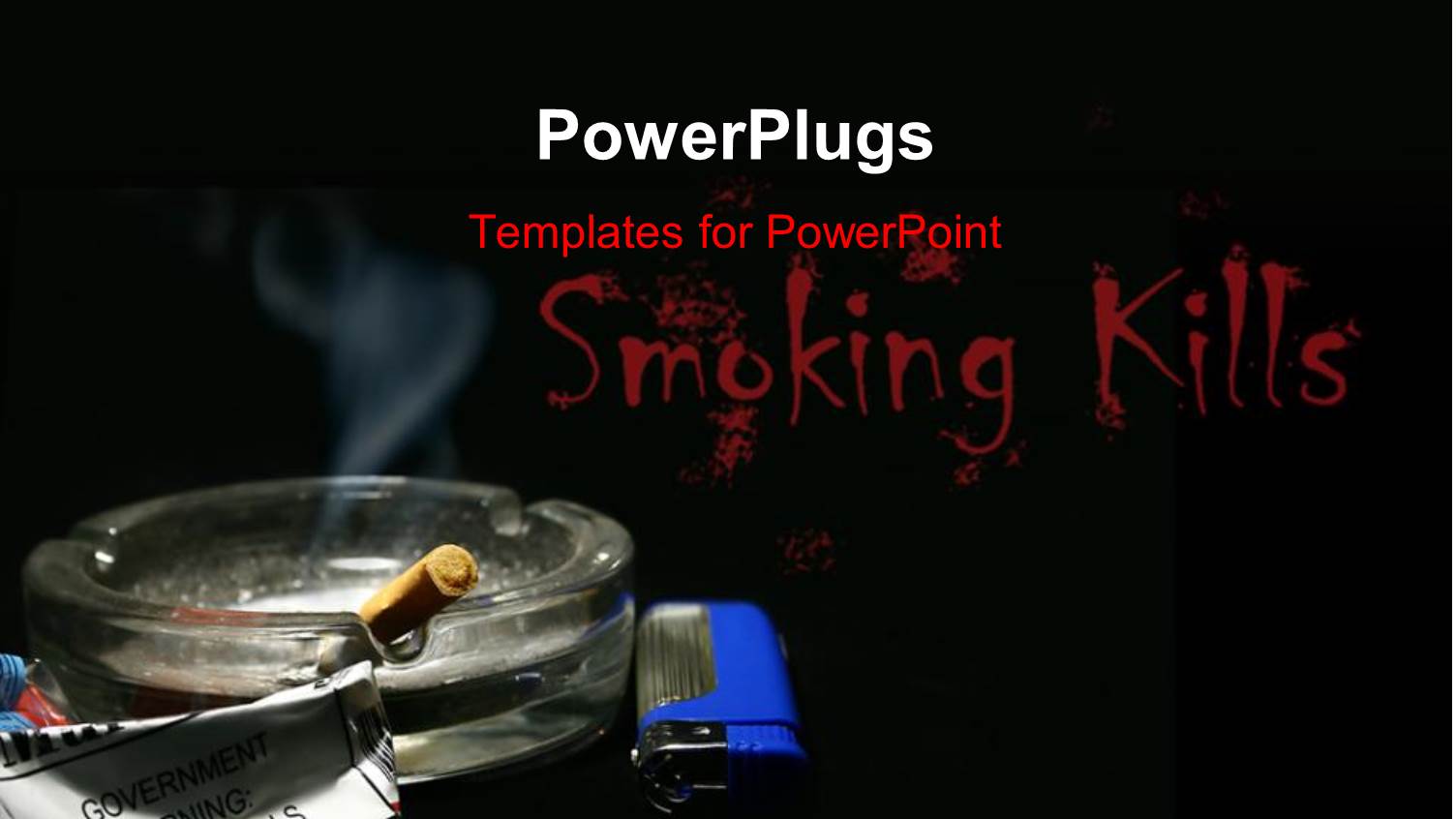 a Glass Ash Tray with a Lit Cigarette and a Blue Lighter