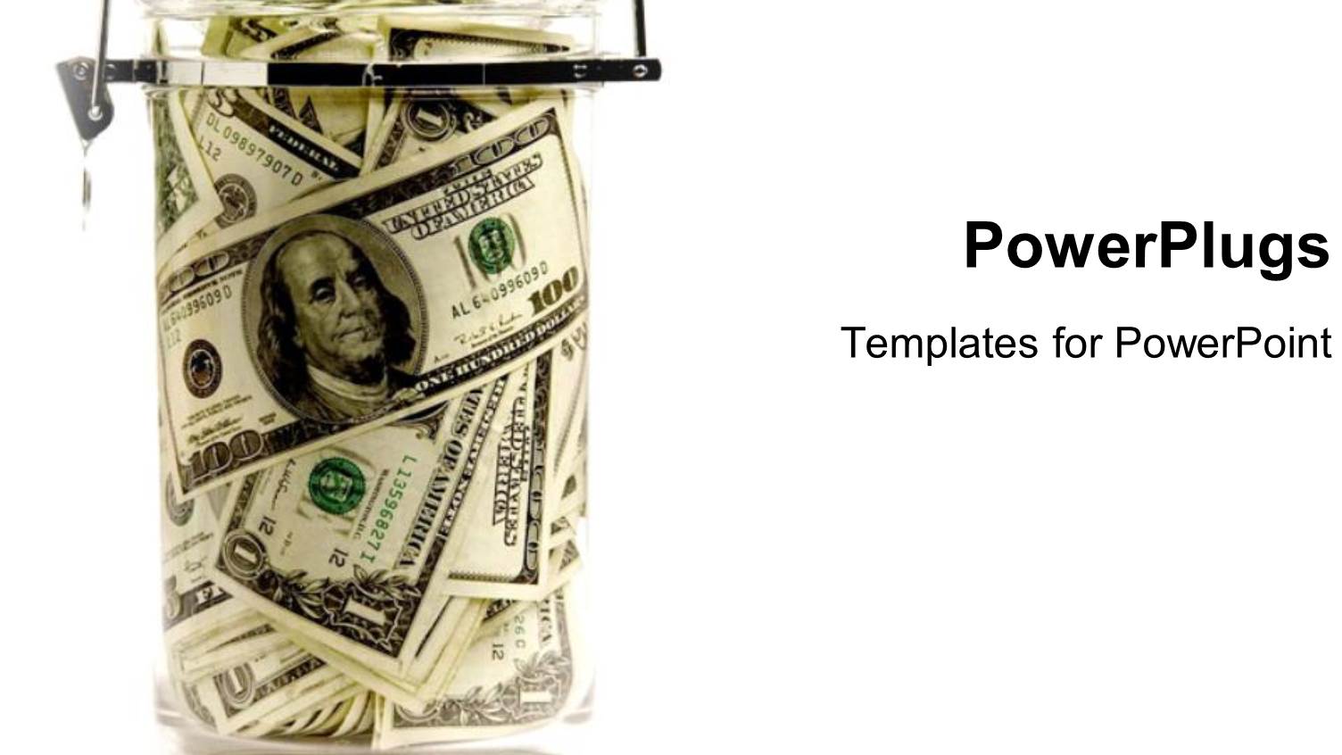 Glass Container with Locked Lid Filled with Dollar Bills on White Background