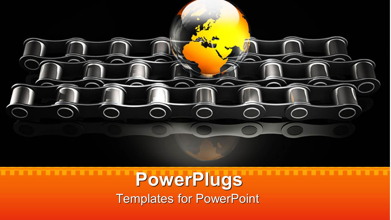 Glass Globe on Motorcycle Chain with Black Background