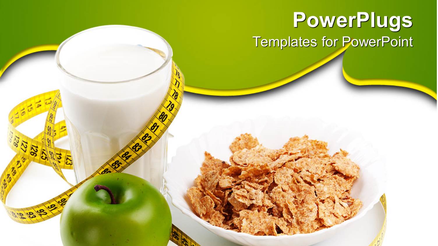 a Glass of Milk Along with Cornflakes and an Apple