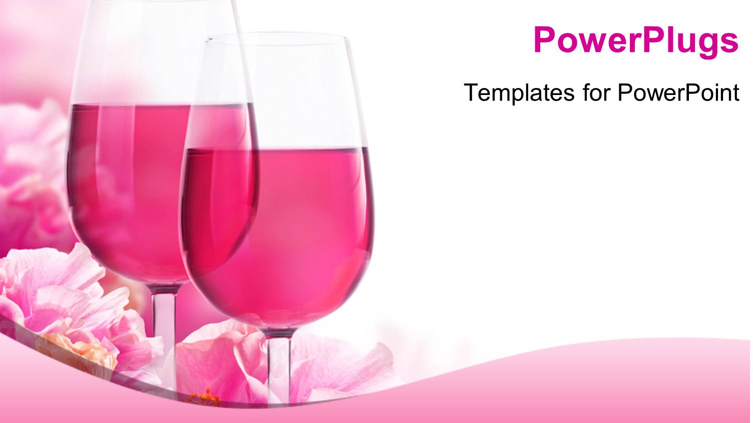 Glasses of Wine with Beautiful Pink Flowers