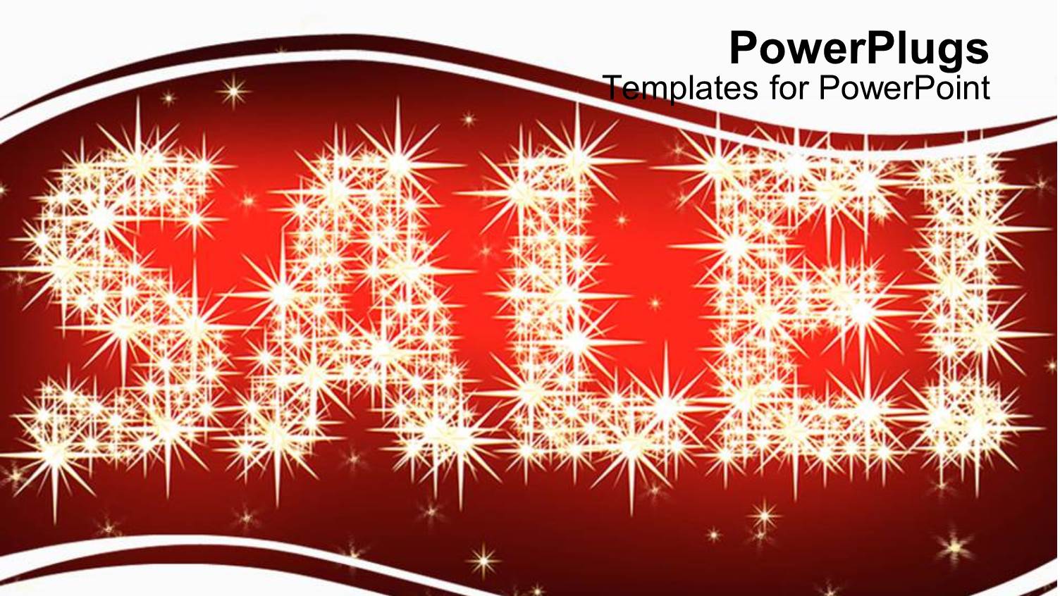 Glittering Sale and Exclamation Mark with Stars on Red and White Background