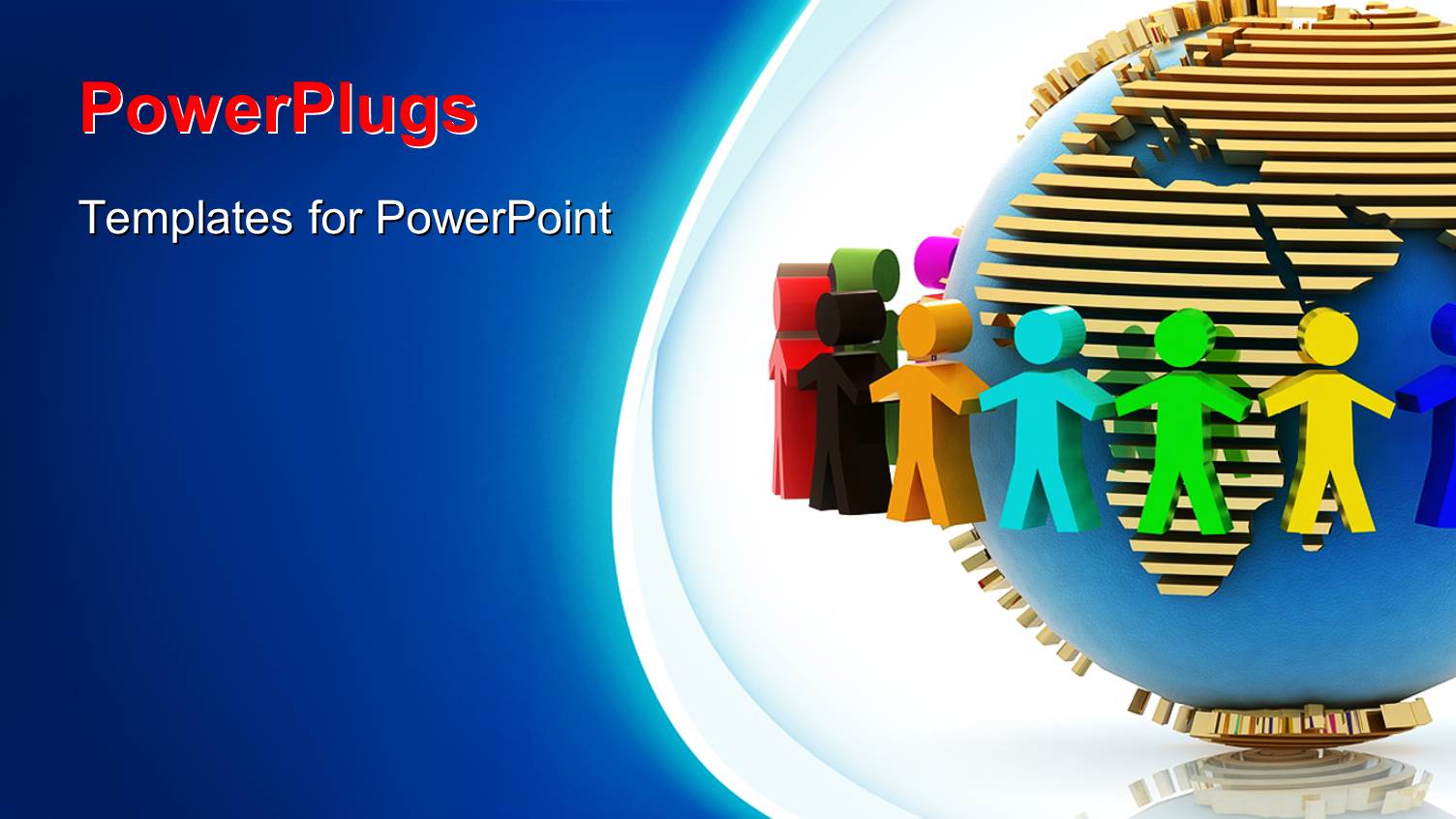 Colorful 3D Men Hold Hands Around Earth Globe in White Background