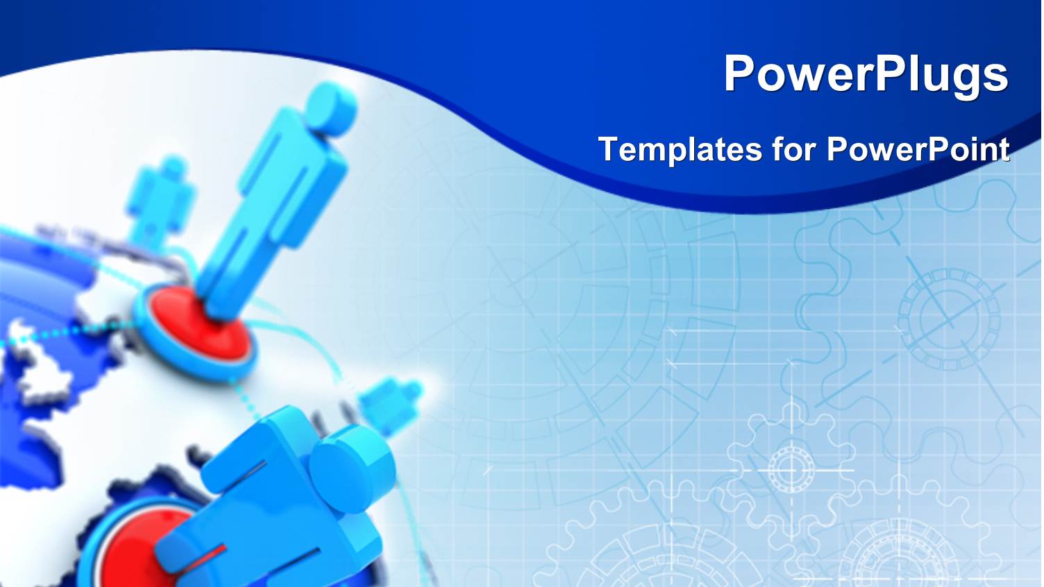 Global Network Depiction with 3D Men Linked on Globe