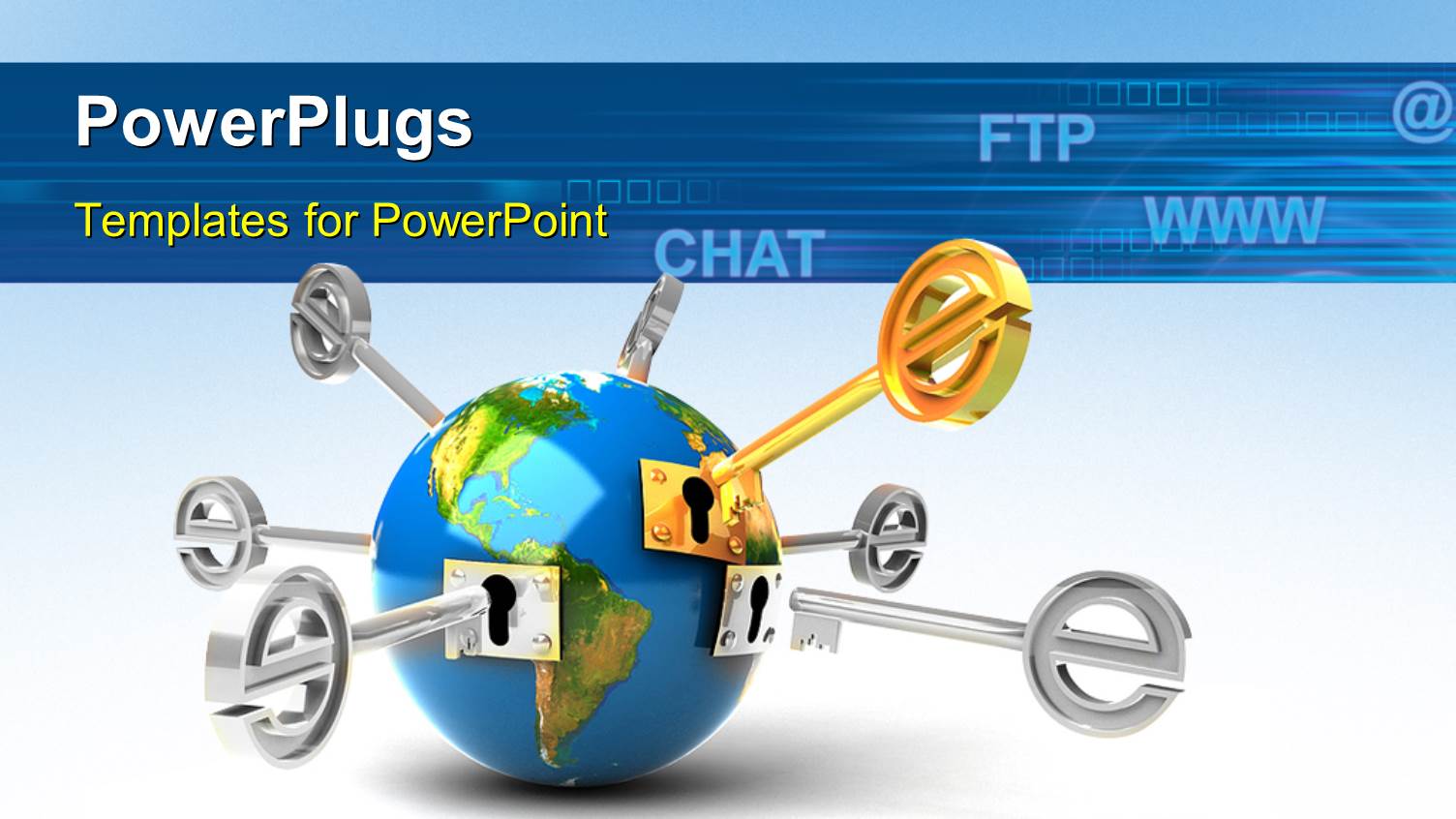 Global Network with Internet Symbols like @, Chat, FTP, Www