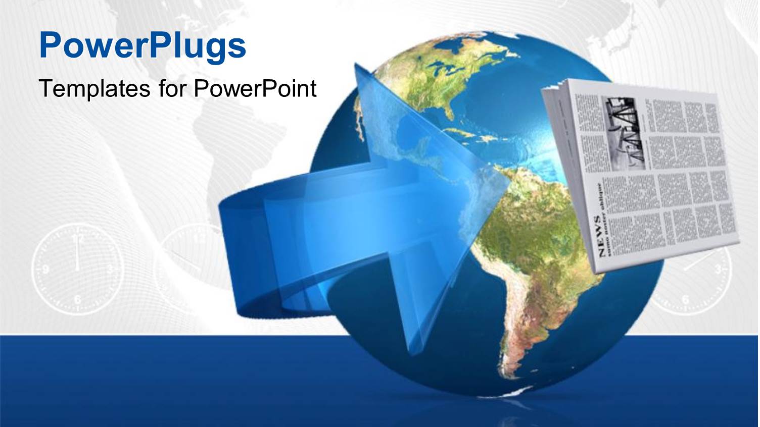 a Globe with an Arrow and a Newspaper