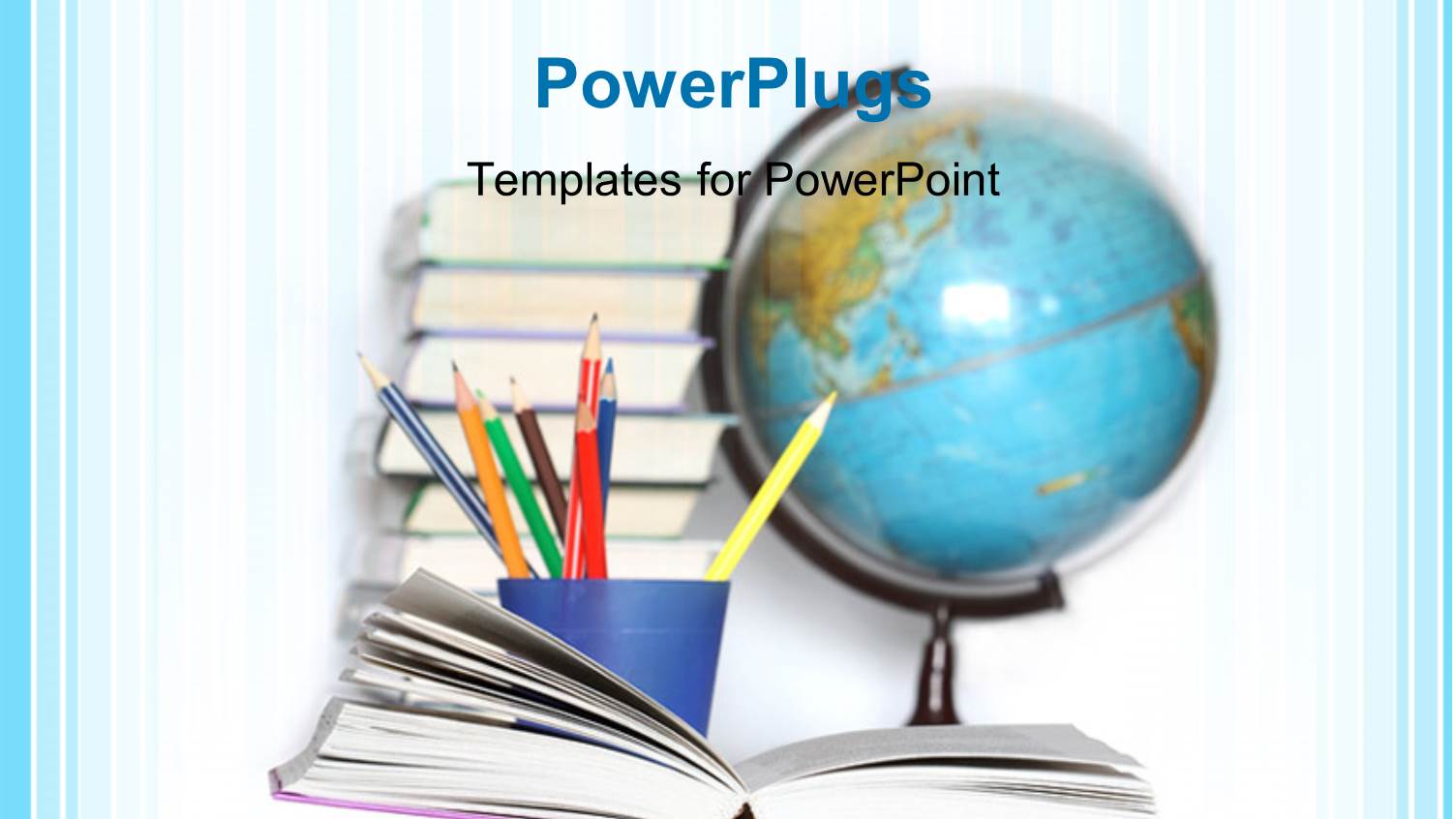 a Globe with Books in the Background and Pencils in Front