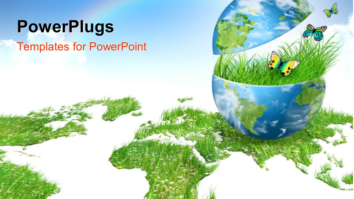 a Globe Cut off from the Middle with Bluish Background