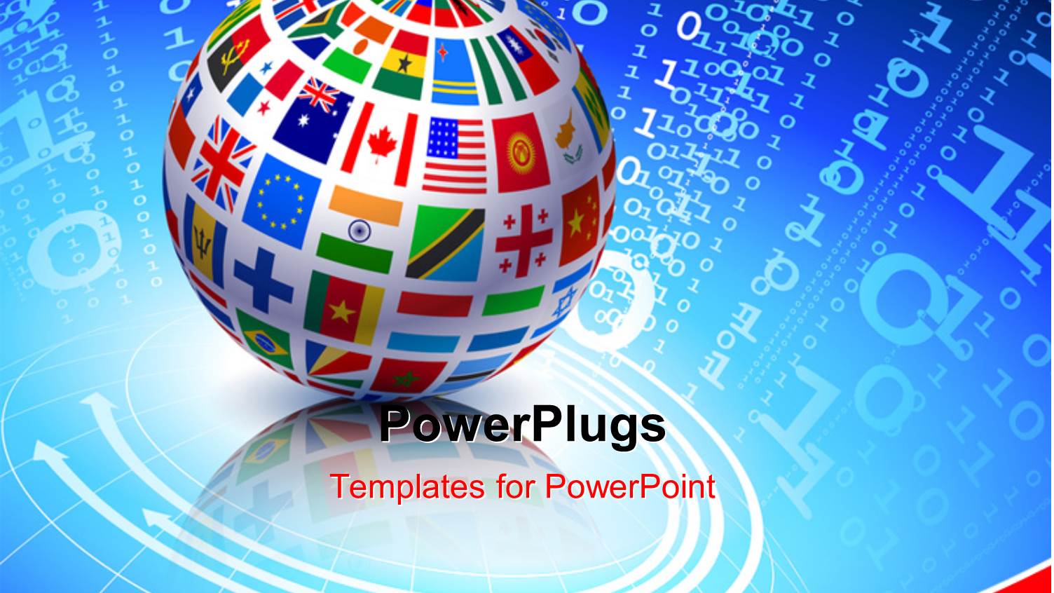 Globe with Different Country Flags on Digital Binary Code Background