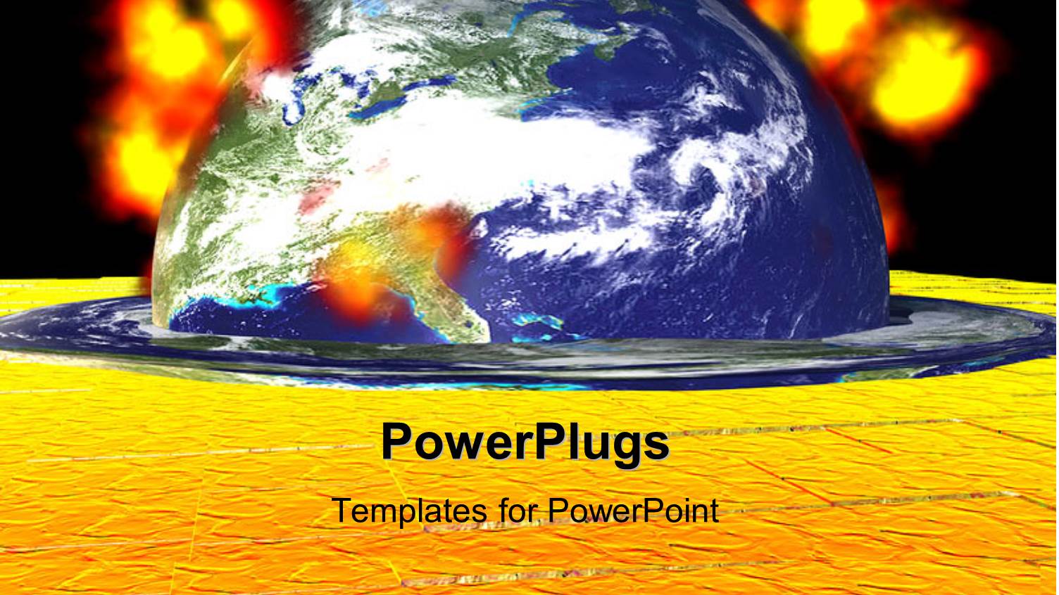 a Globe with Fire in the Background and Place for Text