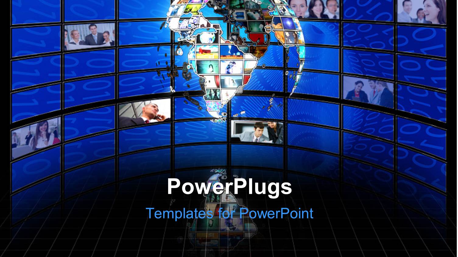 Globe in Front of Wall of Video Screens