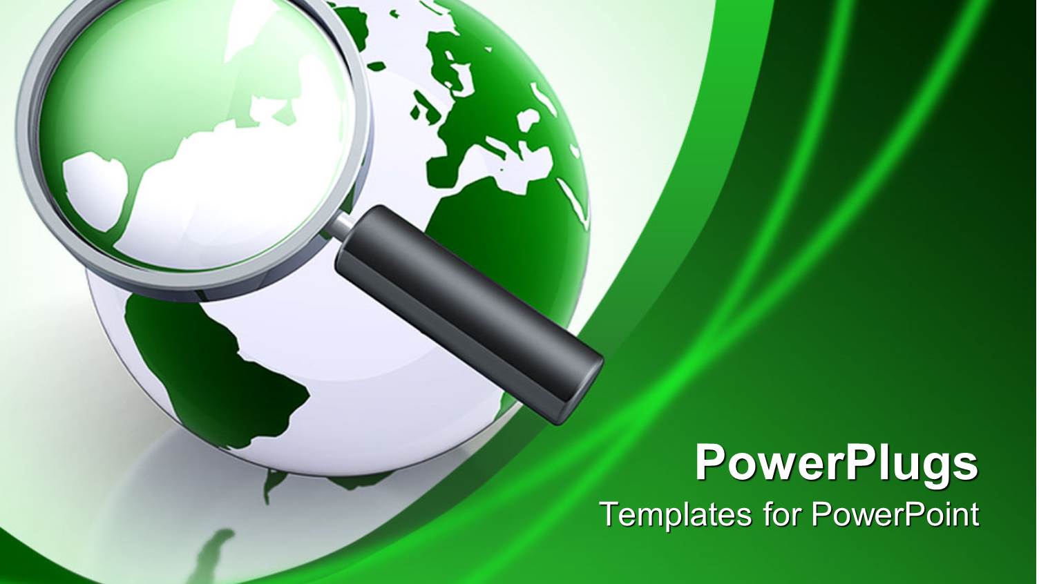 the Globe in Green Color with a Magnifying Glass