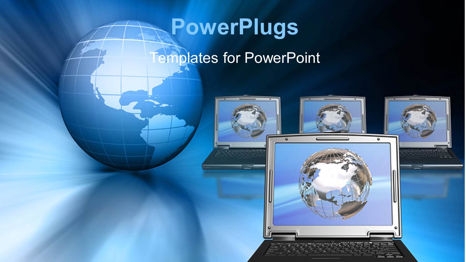 a Globe with a Lot of Laptops with Bluish Background