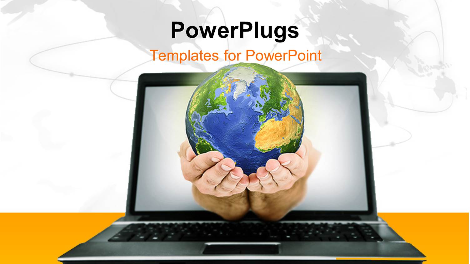 a Globe in a Pair of Hands with Laptop in Background