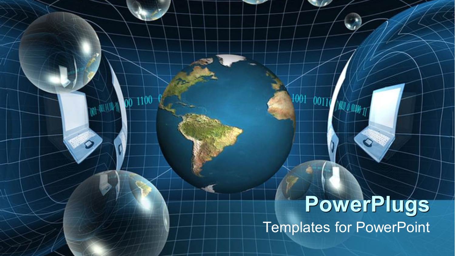 Globe, Planet Earth and Transparent Globes with Laptops, Network and Communication Around the World