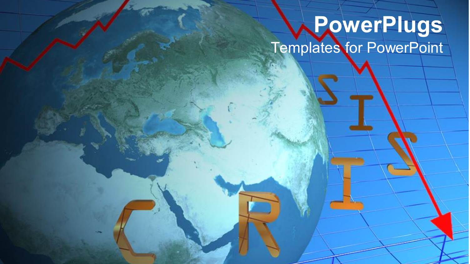 a Globe with a Recession Arrow and Bluish Background