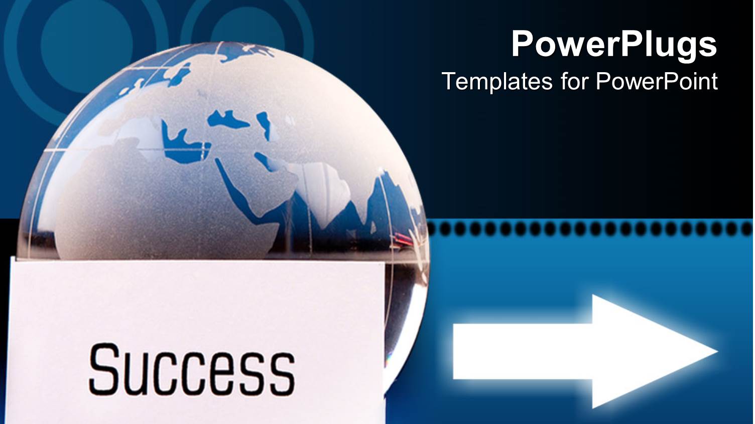 Globe with Shining Arrow and Success on White Paper