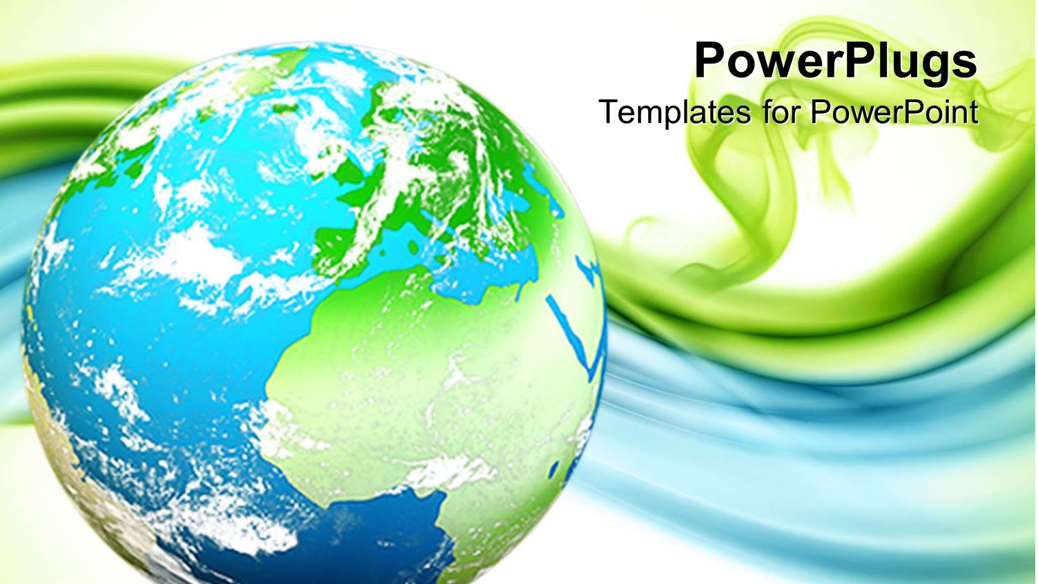 Globe Showing Water, Clouds, and Greenery on Blue and Green Background