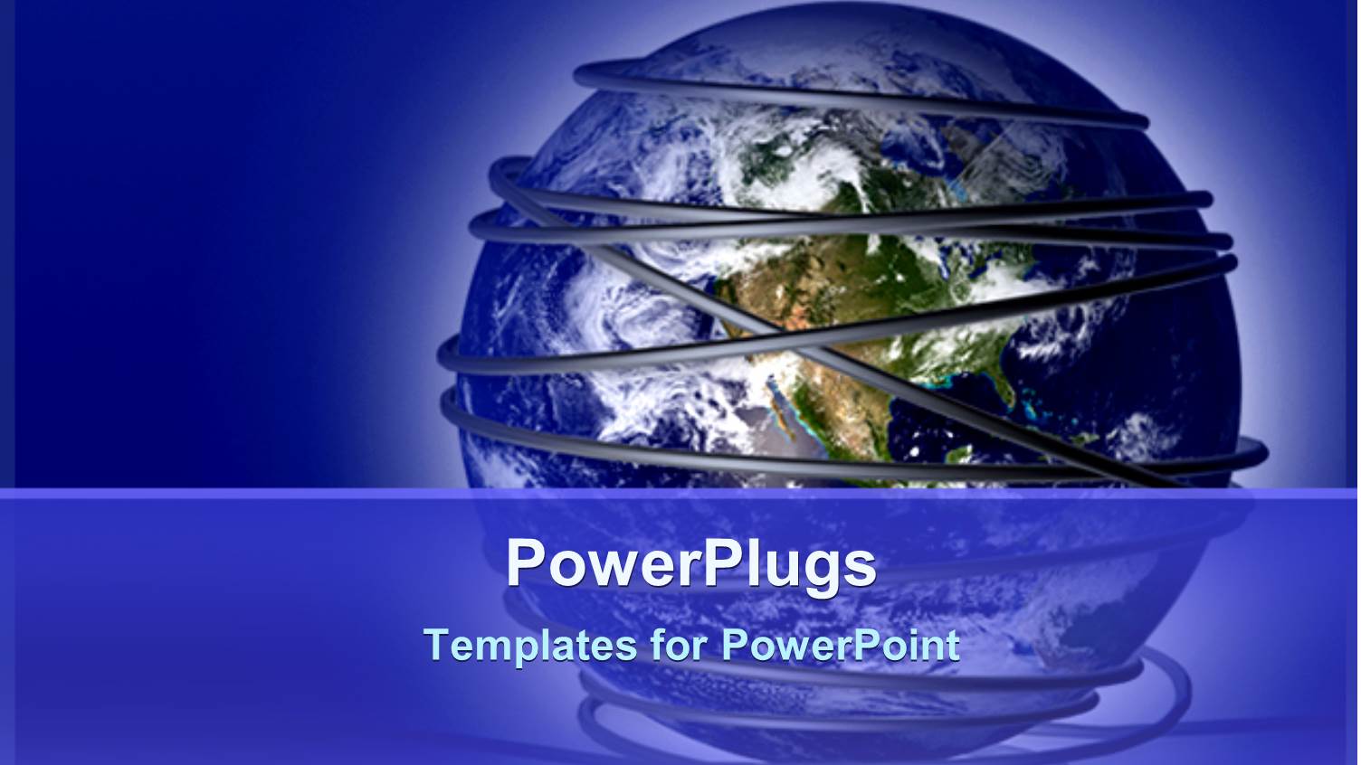 Globe Surrounded by Wire on Simple Bold Blue Background