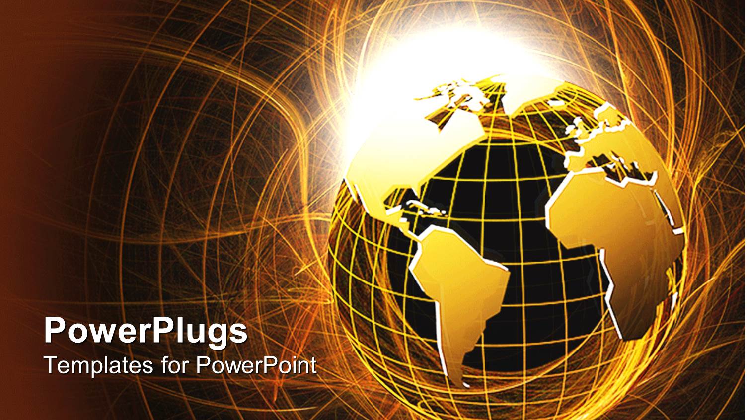 Globe World Earth Map with Continents in Gold, Latitude, Longitude